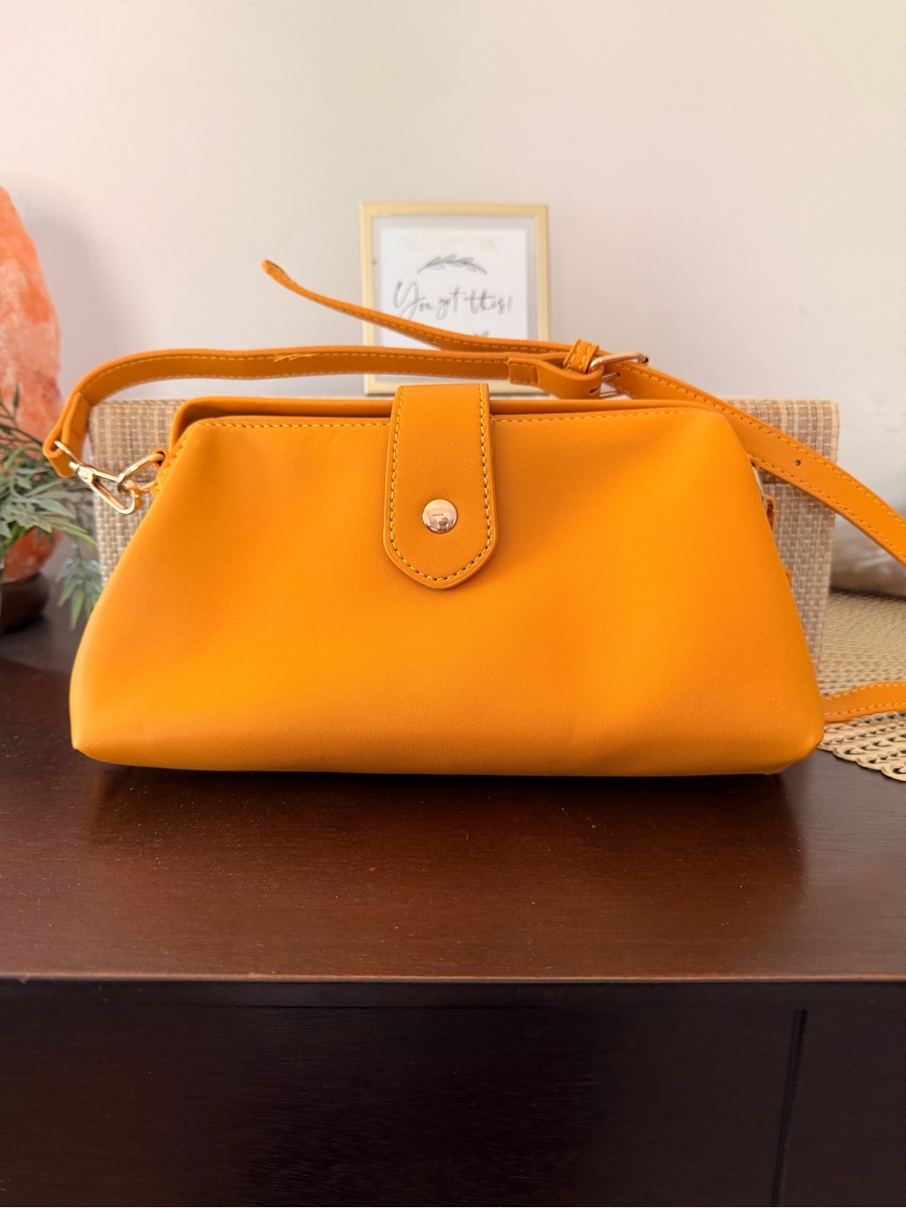 Women’s Crossbody Bag in Mustard - Classic Structured Shoulder Purse